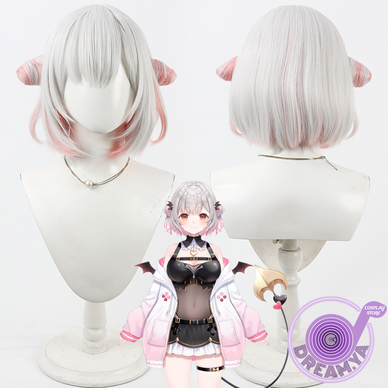 Anime Cosplay Pink - Suou Patra Cosplay perruque Vtuber gris