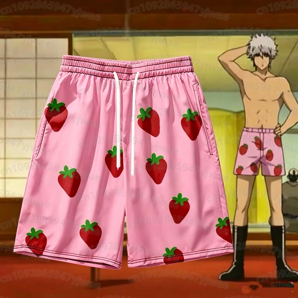 Anime Cosplay Pink - Short rose à motif fraise pour