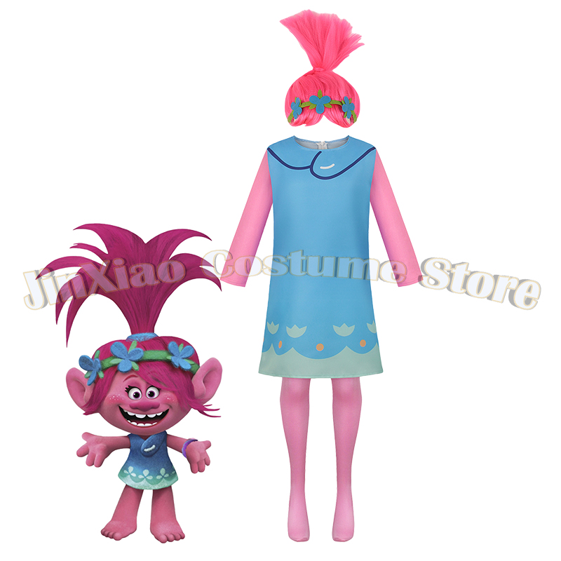 Kids Cosplay Anime - Costume de princesse magique Poppy, tenues