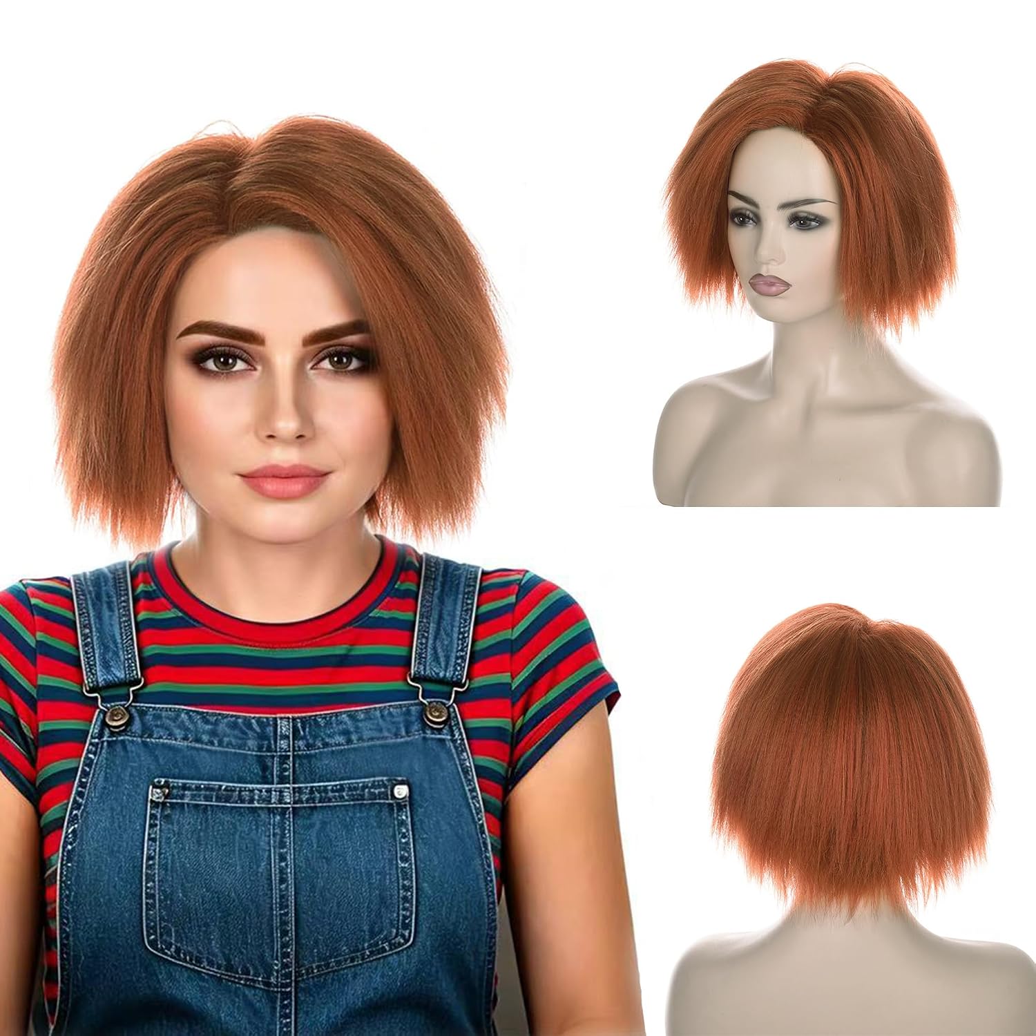 Anime Cosplay Orange Hair - Perruque courte orange-brun Yaki pour cosplay